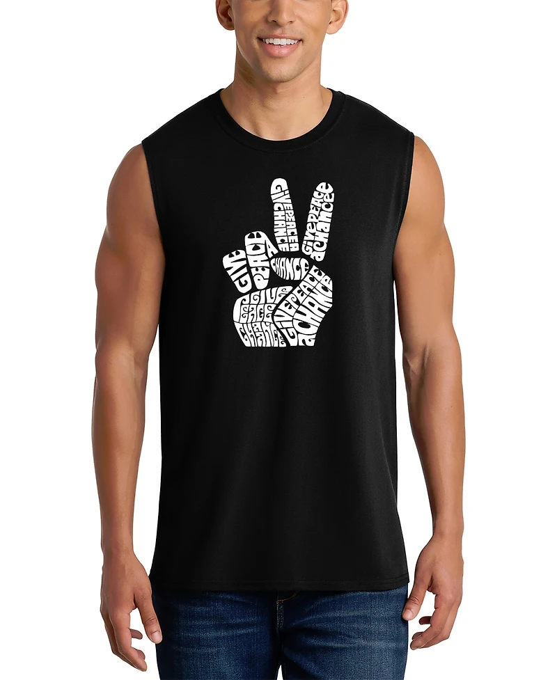 La Pop Art Men's Peace Sign Word Tank Top