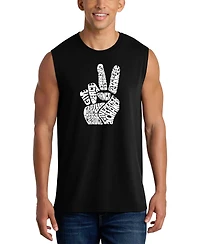 La Pop Art Men's Peace Sign Word Tank Top