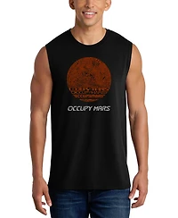 La Pop Art Men's Occupy Mars Typography Planet Graphic Tank Top
