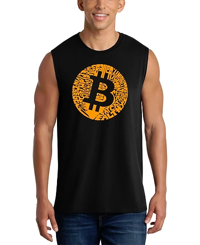 La Pop Art Men's Bitcoin Logo Typography Word Graphic Tank Top