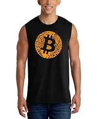 La Pop Art Men's Bitcoin Logo Typography Word Graphic Tank Top