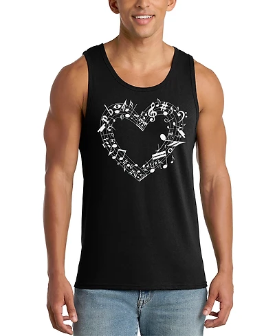 La Pop Art Men's Music Notes Heart Word Tank Top