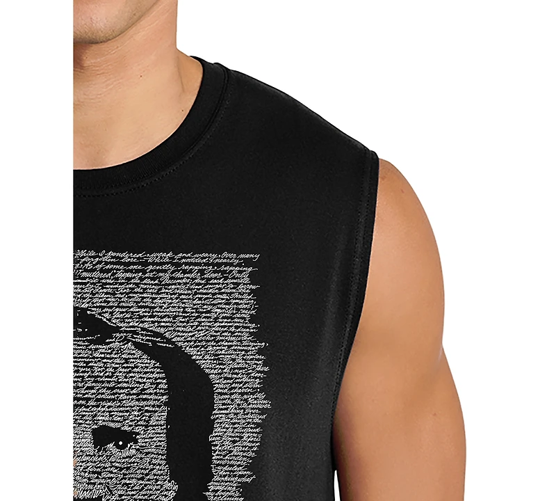 La Pop Art Men's Edgar Allan Poe Portrait Typography Graphic Tank Top