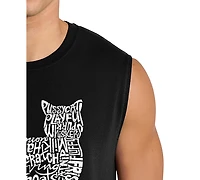 La Pop Art Men's Walking Cat Typography Graphic Tank Top