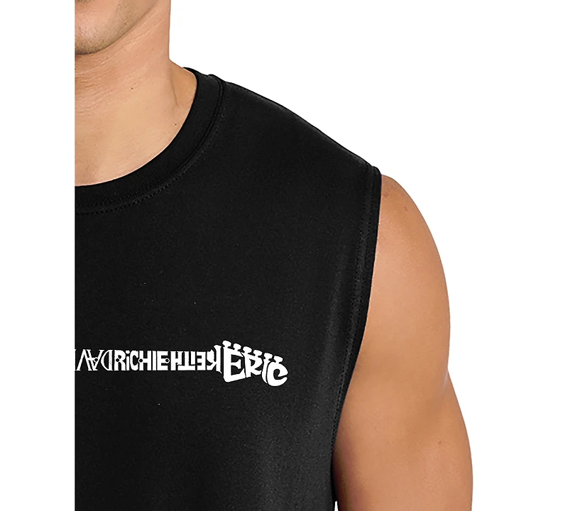 La Pop Art Men's Guitar Horizontal Word Graphic Tank Top