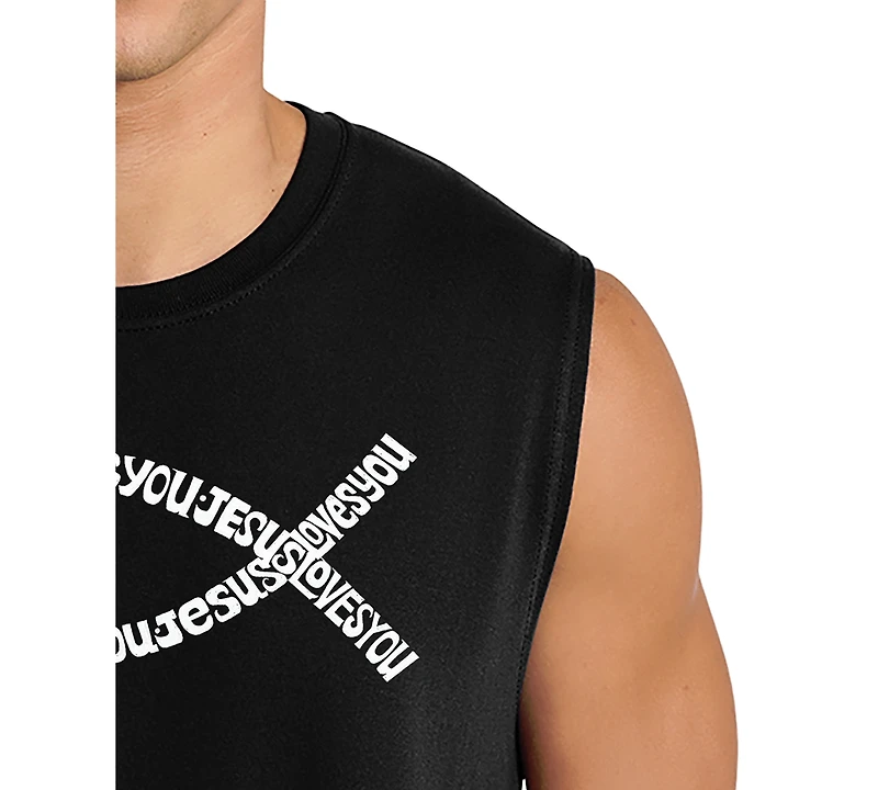 La Pop Art Men's Jesus Fish Typography Symbol Design Tank Top