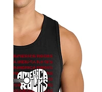 La Pop Art Men's America Rocks Typography Flag Graphic Tank Top