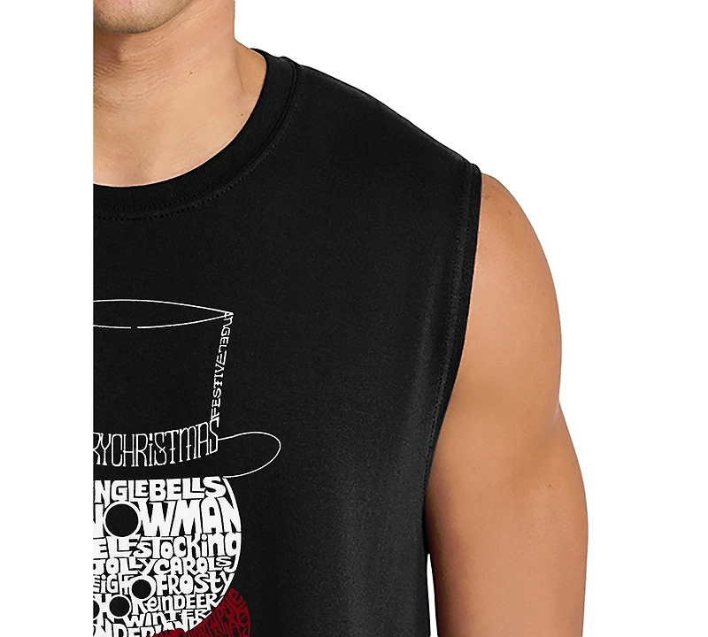 La Pop Art Men's Snowman Top Hat Winter Word Graphic Tank