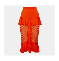 Pre-Owned Balmain Women's Knit Ruffled Midi Skirt