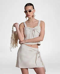 Avec Les Filles Women's Viscose-Blend Wrap Tie Front Skirt