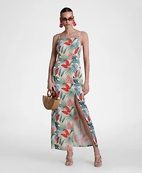 Avec Les Filles Women's Linen-Blend Maxi Slit Front Dress