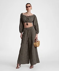 Avec Les Filles Women's Long-Sleeve Crop Top