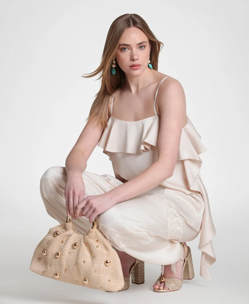 Avec Les Filles Women's Asymmetrical Ruffle Cami Top