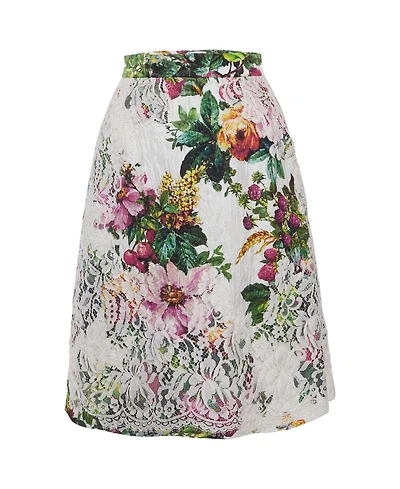 Pre-Owned Dolce & Gabbana Women's Pre-Owned Dolce and Gabbana Floral Jacquard Lace-Trimmed Skirt