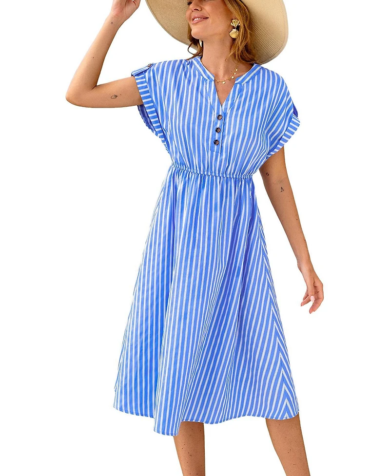 Cupshe Women's Water Color Striped Midi Beach Dress