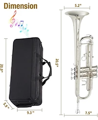 gaomon Bb Standard Trumpet Set for Beginners - Brass Student Instrument Mouthpiece Case Cleaning Kit