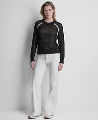 Dkny Jeans Women's Open Stitch Long Raglan-Sleeve Sweater