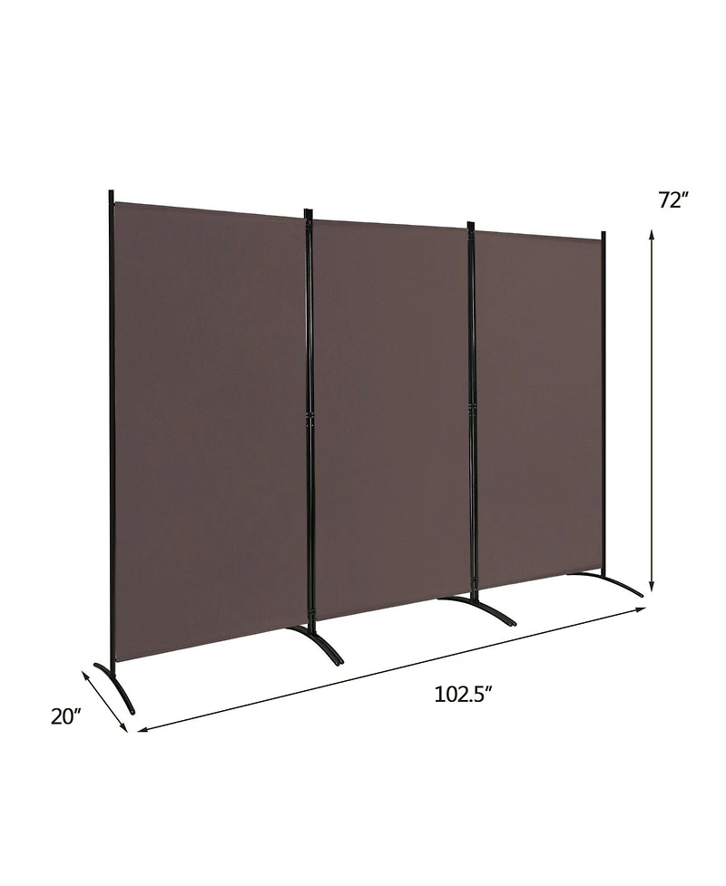 sumyeg 6-Foot 3-Panel Folding Room Divider with Durable Hinges and Steel Base