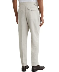 Reiss Men's Finch Linen-Cotton Check Tapered Pants