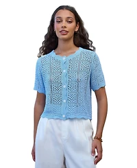 Yumi Women's Crochet Short Sleeve Cardigan