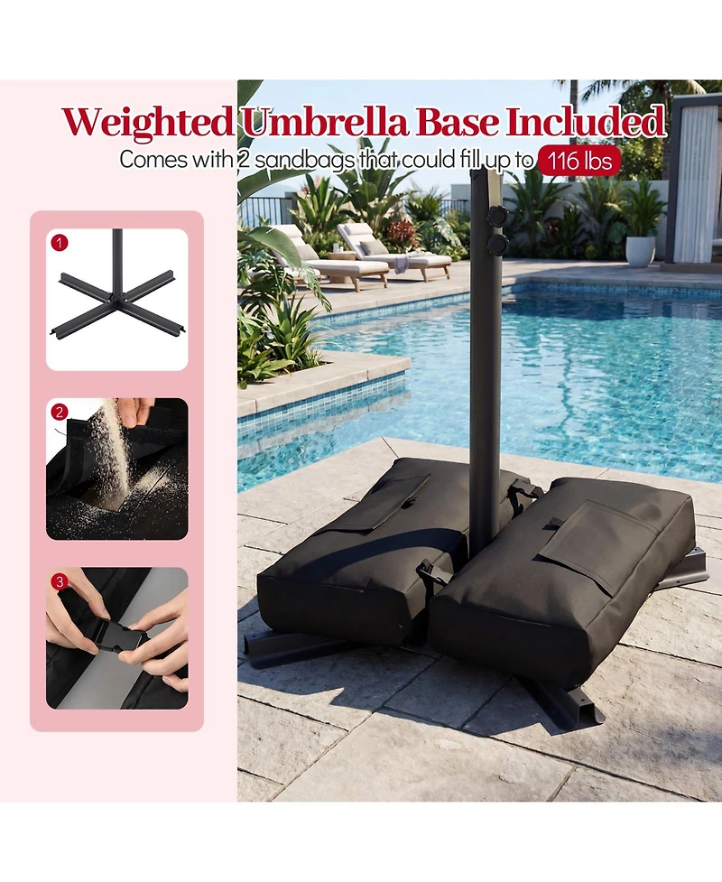 Gymax 8 x Feet Offset Cantilever Patio Umbrella Square Hanging Outdoor Market