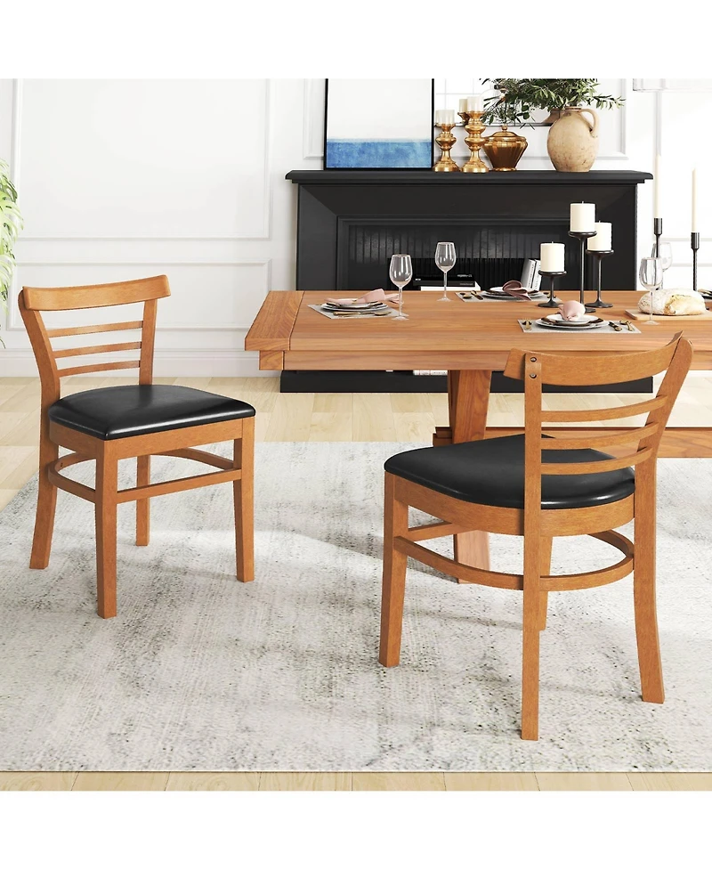 Gymax Modern Dining Chair Set of 4 Upholstered Kitchen Chair w/Rubber Wood Legs