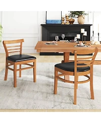 Gymax Modern Dining Chair Set of 4 Upholstered Kitchen Chair w/Rubber Wood Legs