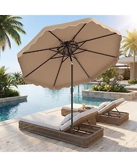 Gymax 9 Feet Patio Umbrella With Push Button Tilt And Crank 2-Tier Vented Top 8 Metal Ribs