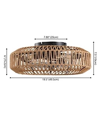 Jonathan Y Rowan 19.5" 4-Light Modern Bohemian 6-Speed Metal/Rattan Mobile-App/Remote-Controlled Lantern Led Ceiling Fan