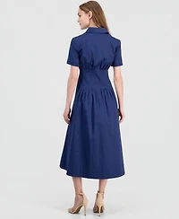 Anne Klein Women's Pleated-Waist Midi Shirt Dress