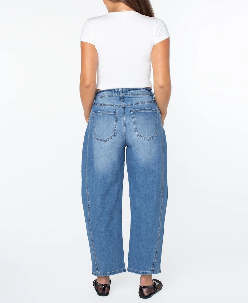 Celebrity Pink Juniors' High-Rise Barrel-Leg Jeans