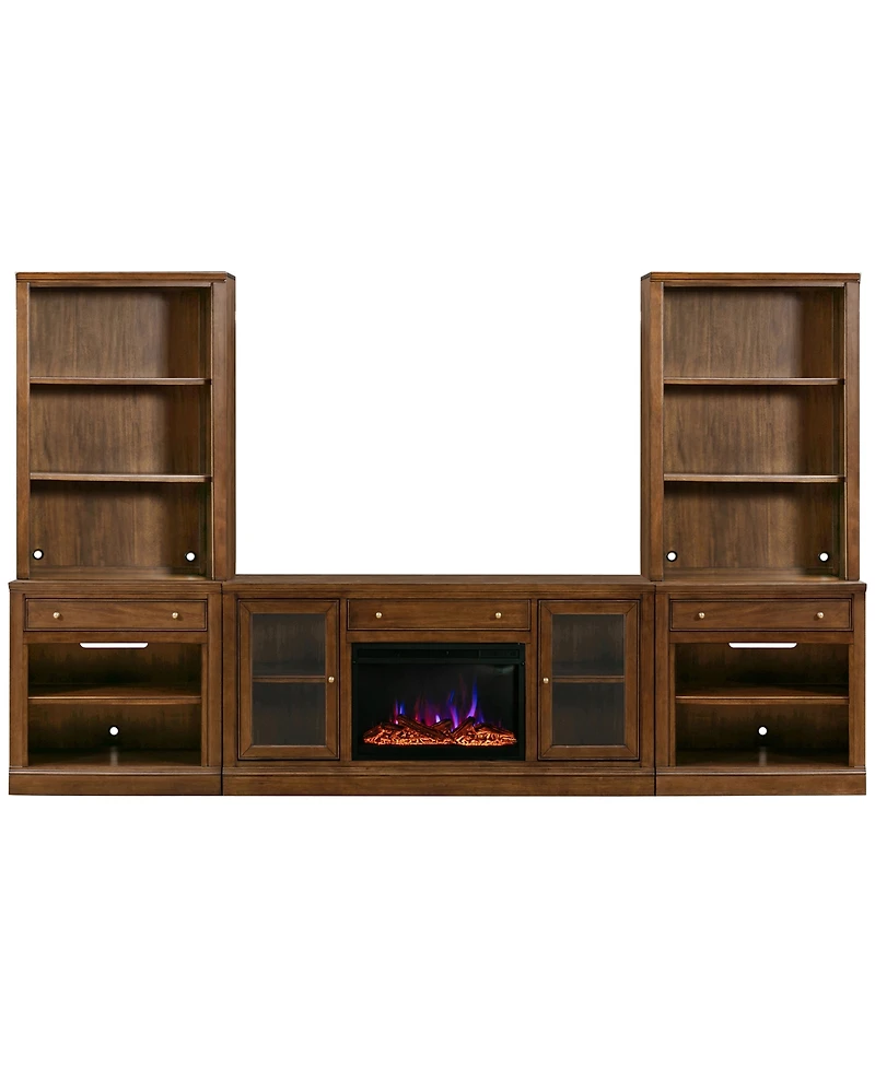 Amren 65" Wood 2 Door Console with Fireplace and Drawer Open Base Hutches