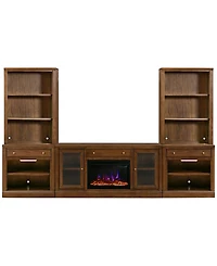 Amren 65" Wood 2 Door Console with Fireplace and Drawer Open Base Hutches