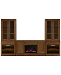 Amren 129" Wood 2 Door Console And Hutches WithFireplace Insert