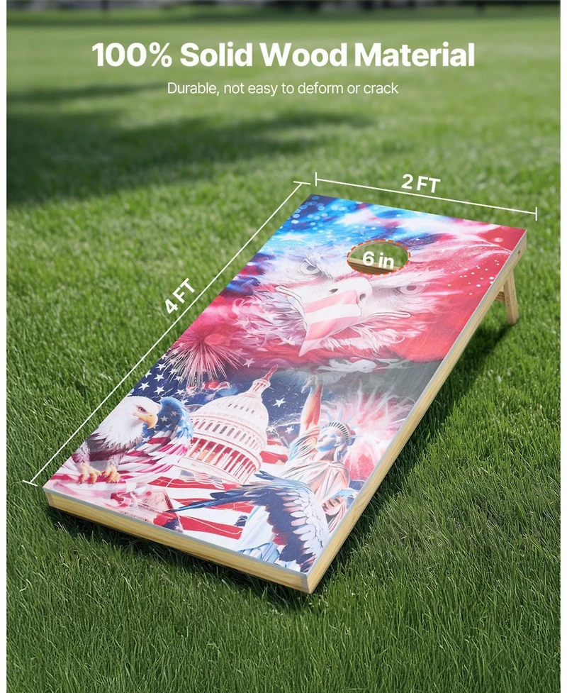 Mecale Cornhole Set, 4x2 Feet Solid Wood Toss Game Boards With 8 Bean Bags And Carrying Case For Indoor And Outdoor Play
