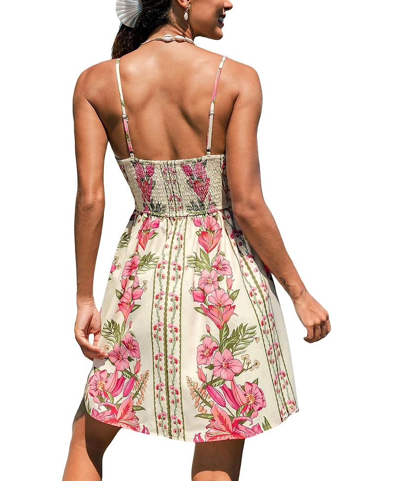 Cupshe Women's Sweet Blossom Floral Mini Beach Dress