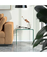 Gymax 3 Piece Tempered Glass Coffee and End Table Set Transparent Living Room