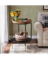 Slickblue 2-Tier Round Side Table for Living Room or Bedroom