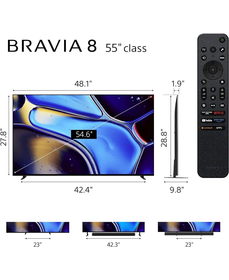 Sony K55XR80 55 Inch Imax Enhanced Bravia Oled 4K Hdr Google Tv with a Sony Ht-A9000 Bravia Theater Bar Soundbar (2024)