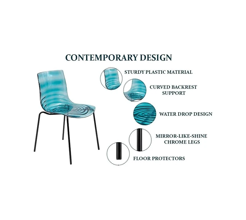 LeisureMod Astor Water Ripple Design Dining Chair Set of