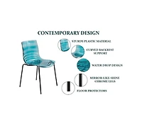 LeisureMod Astor Water Ripple Design Dining Chair Set of
