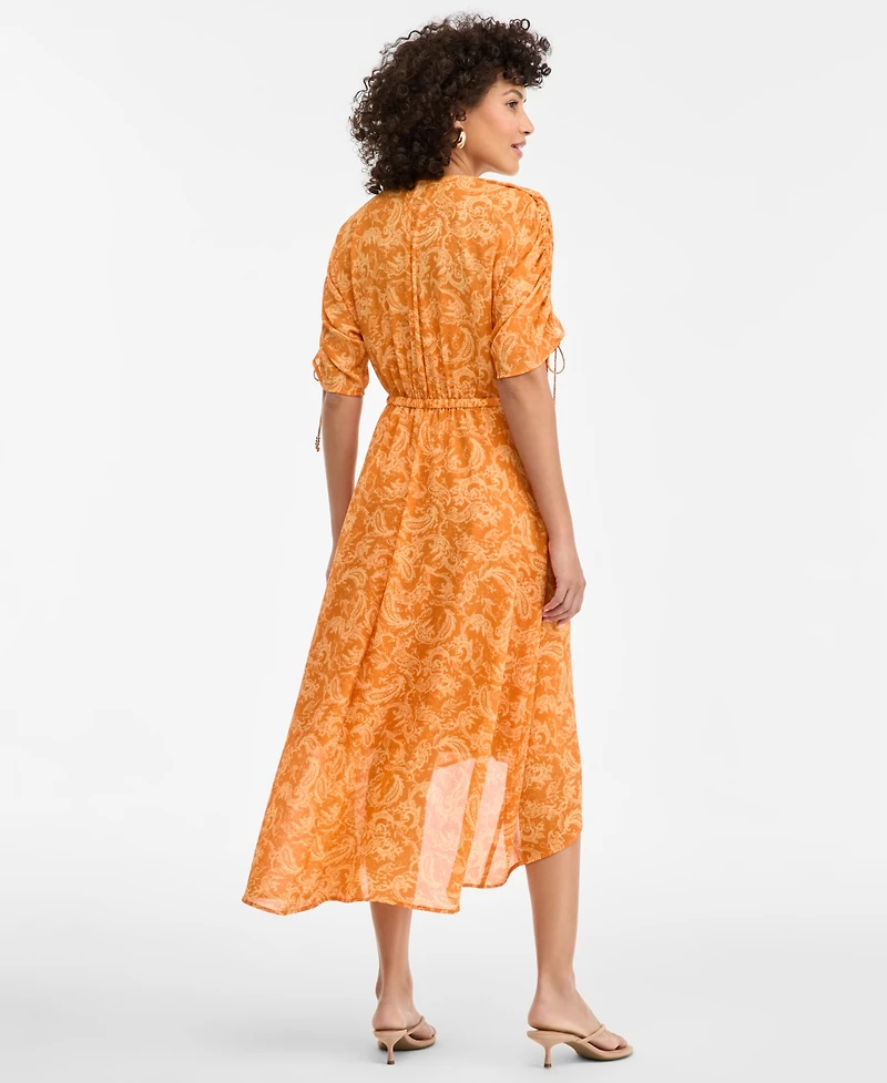 I.n.c. International Concepts Women's Short-Sleeve Printed Faux Wrap Dress, Macy's Exclusive