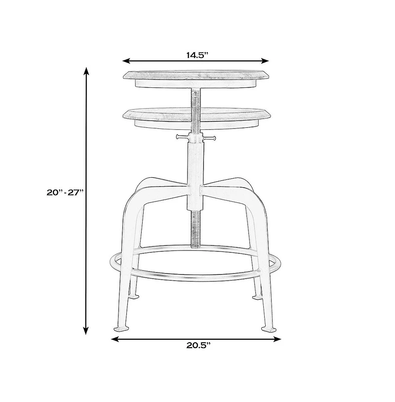 Butler Specialty Edison 20-27 in. Adjustable Seat Height Iron Bar Stool