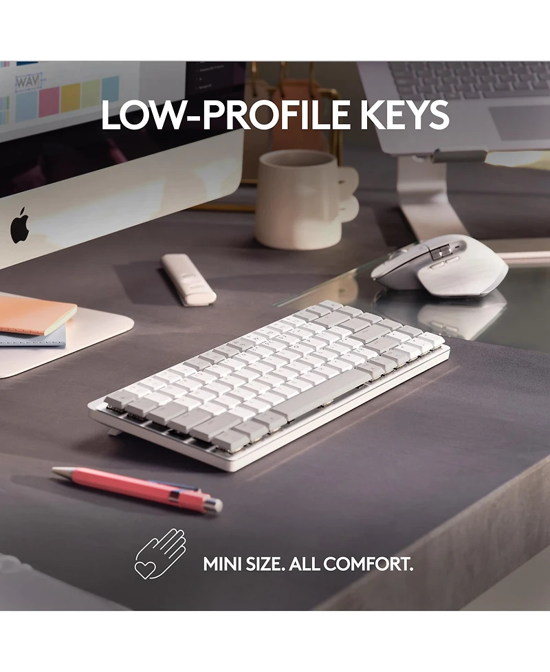 Logitech Mx Mechanical Mini for Mac Wireless Keyboard: Low-Profile Performance Tactile Quiet Keys, Backlit, Bluetooth, Usb-c, Apple/iPad