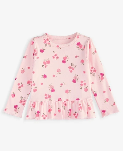 First Impressions Baby Girls' Mix & Match Long-Sleeve Apple-Print Peplum T-Shirt, Macy's Exclusive