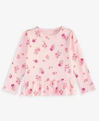 First Impressions Baby Girls' Mix & Match Long-Sleeve Apple-Print Peplum T-Shirt, Macy's Exclusive