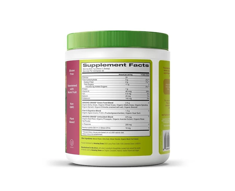 Amazing Grass Greens Blend Mood, Passionfruit Citrus, Super Greens Powder, 7.4 oz, 30 Servings