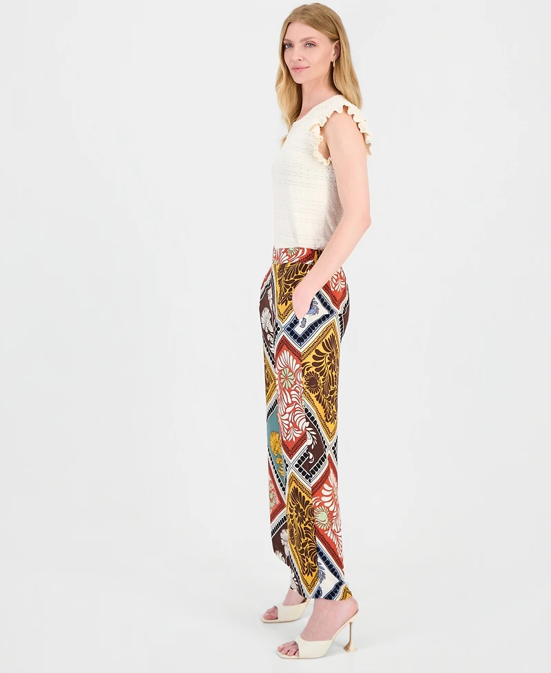 T Tahari Women's High-Rise Printed Pull-On Pants