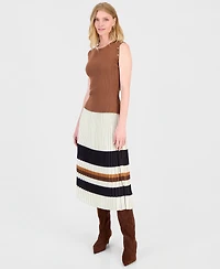 T Tahari Women's Sleeveless Embellished Ribbed Top