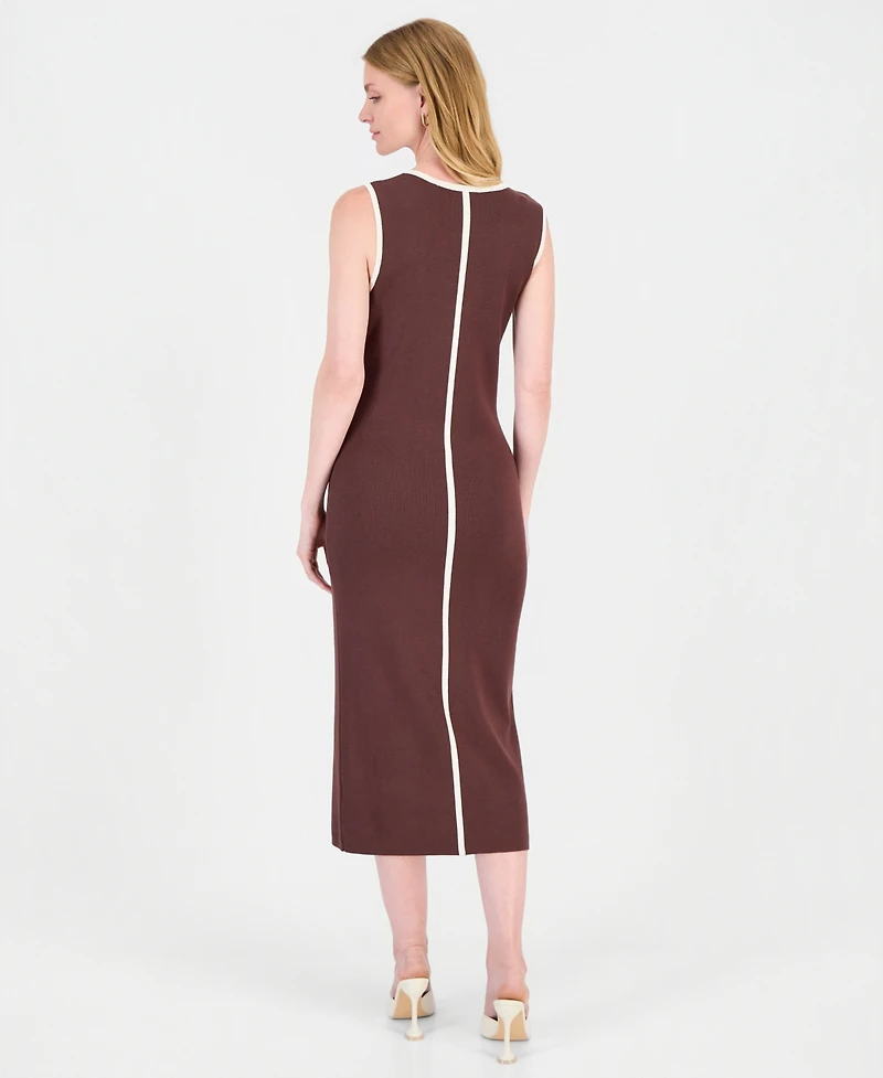 T Tahari Women's Contrast Tipped Midi Bodycon Dress